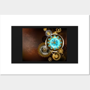 Steampunk Unusual Clock with Gears Posters and Art